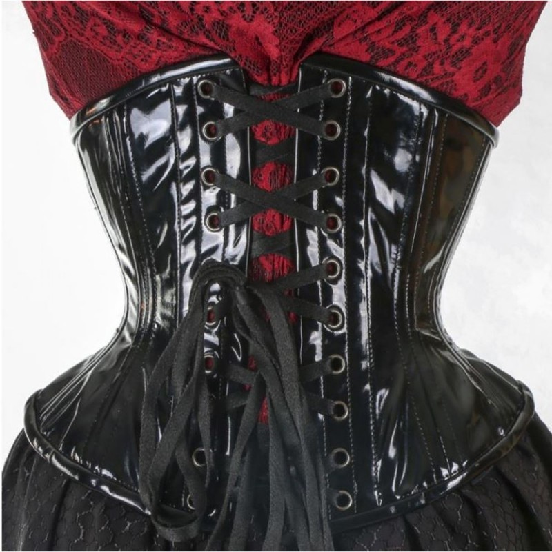 Women Vinyl Steel Boned Corset Waist Cinchers Heavy Duty Shinny Corsets